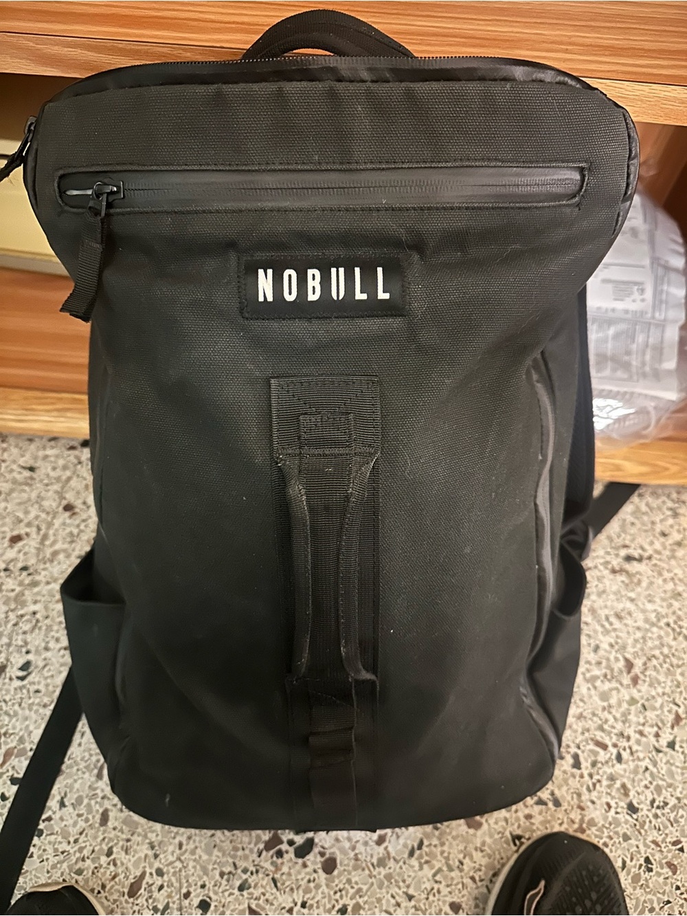 NOBULL Black Roll-Top Backpack with Front Zip Pocket